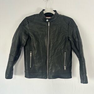 Arizona Jean Co. Black Faux Leather Moto Jacket – Boys Medium